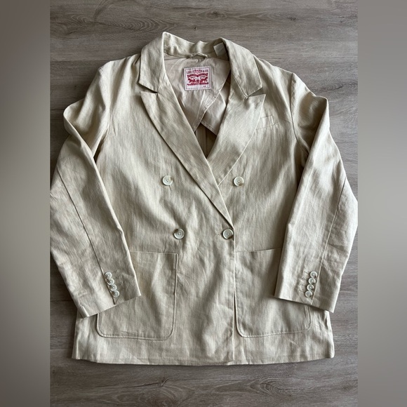LEVI’S Alexa Blazer Linen Cotton Double-Breasted Oversized Jacket Size L - Picture 2 of 9